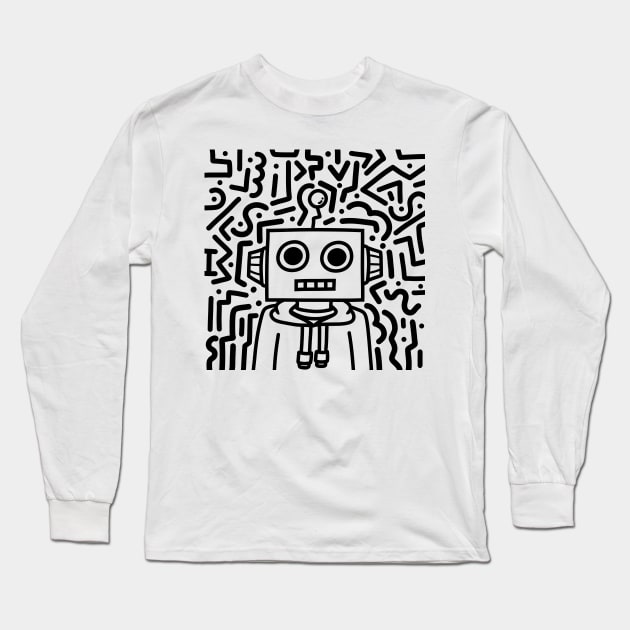 Doodle robot Long Sleeve T-Shirt by KammyBale